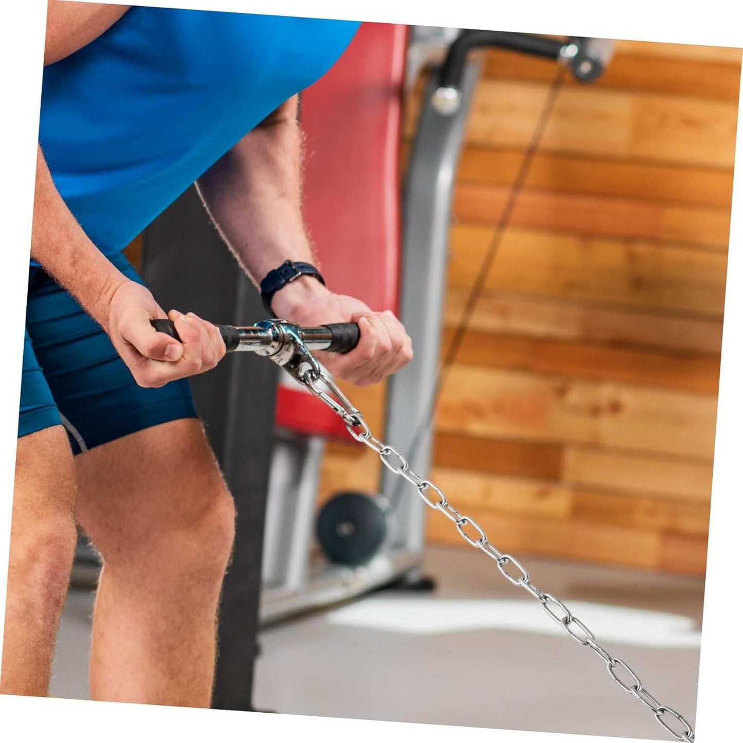 FAVOMOTO 1Pc Fitness Machine Handle Grip Accessories with Extension Chain for Home Gym Durable Pull Down