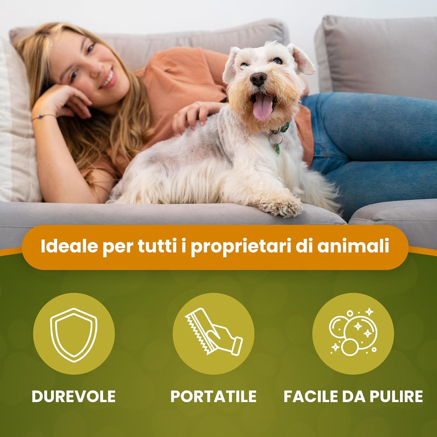 FurCobra Direct 10 Pet Grooming Brush 9cm - Gentle, No Metal Blades Brush Cats and Dogs - Portable, Easy to Use, Carder for Dogs and Cats