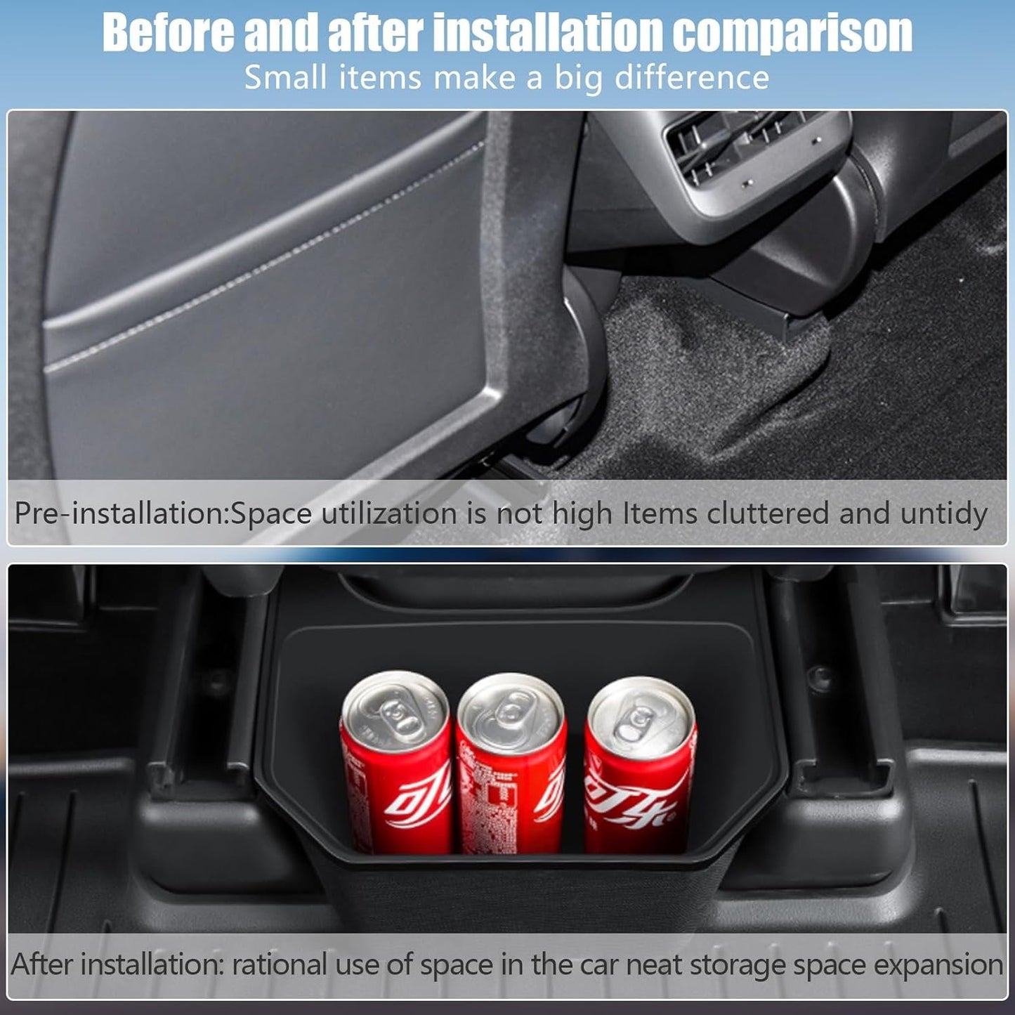 Rear Center Console Organizer for Tesla 2024 Model Y, Car Storage Box Backseat Garbage Can TPE Row Seat Container with Lid Interior Accessories for 2024 2023-2020 Model Y