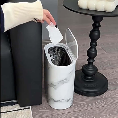Small Bathroom Trash Can,Space-Saving Trash Can with Lid Bathroom | Compact Dustbin Lidded Waste Basket for Indoor Kitchen Toilet Home Bedroom Laundry