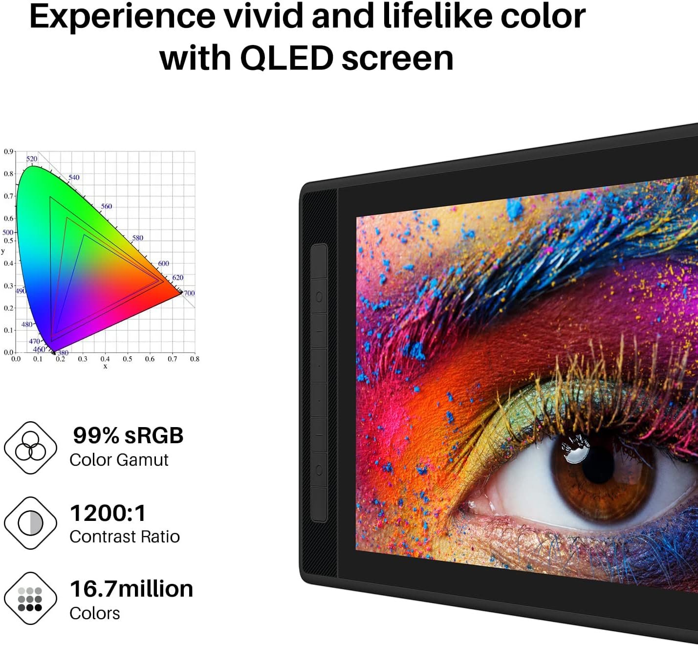 HUION Kamvas Pro 13 2.5K QHD Drawing Tablet Graphics Monitor Pen Display with Screen QLED Full Lamination 99% sRGB Battery-Free Stylus for Windows, Mac, Android, Linux, 13.3inch