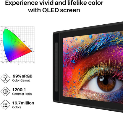 HUION Kamvas Pro 13 2.5K QHD Drawing Tablet Graphics Monitor Pen Display with Screen QLED Full Lamination 99% sRGB Battery-Free Stylus for Windows, Mac, Android, Linux, 13.3inch