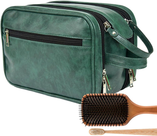 Toiletry Bag for Men, Hygiene Bag for Men - Travel Cases PU Shaving Bag, Toiletries Organiser, Men's Cosmetic Bag, Bathroom Travel Bag with Large Capacity for Household, Green, see description, See