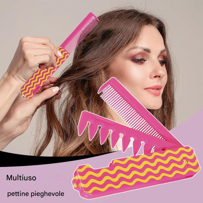 Pocket Comb, Fine and Wide Tooth, Folding Styling Tool, Portable Design, Sturdy Lightweight Material, Suitable for Hair, Beards, Mustaches, Women, Girls, Travel Use