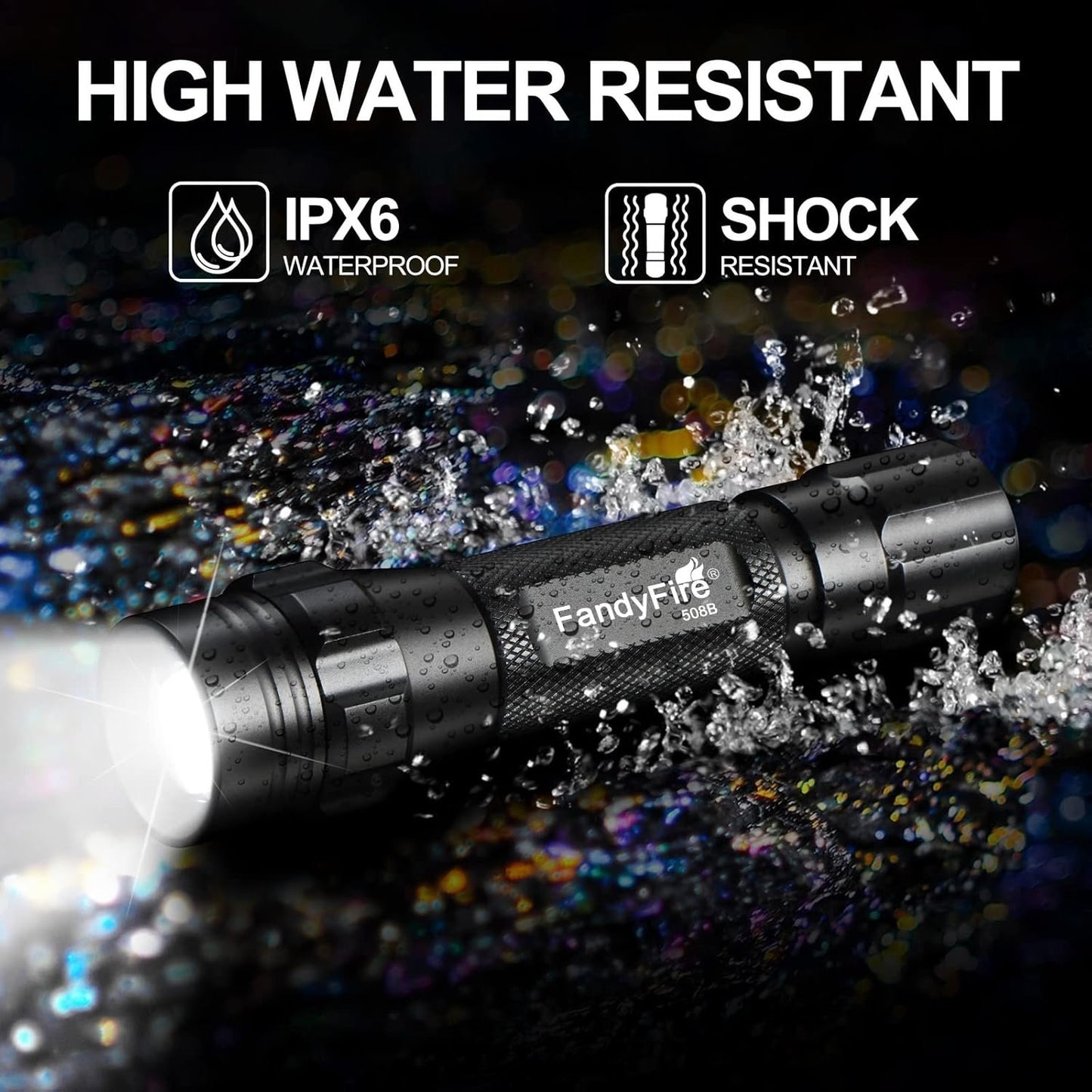 FandyFire Tactical Flashlight with Holster, 1000 High Lumen Single Mode LED Flashlight Duty Belt Flashlight with Holder, Zoomable Law Enforcement Flashlights