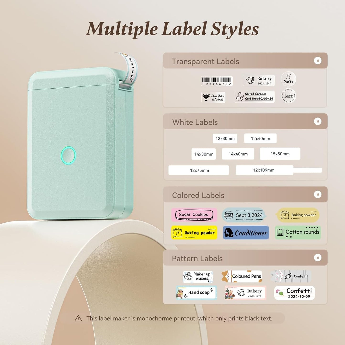 NIIMBOT D110 Label Maker Machine, Small Label Printer Bluetooth Connection Multiple Templates Available for Phone Easy to Use for Office Home Organization Rechargeable, Light Green