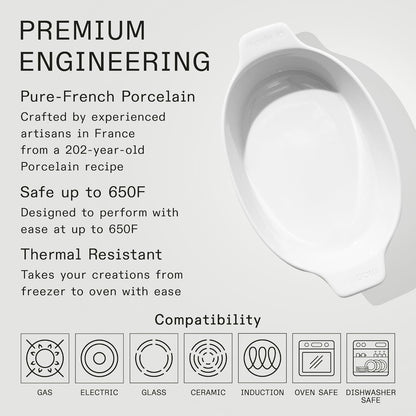Made In Cookware - Oval Baking Dish - White - Hand Crafted Porcelain - Professional Bakeware - Made in France