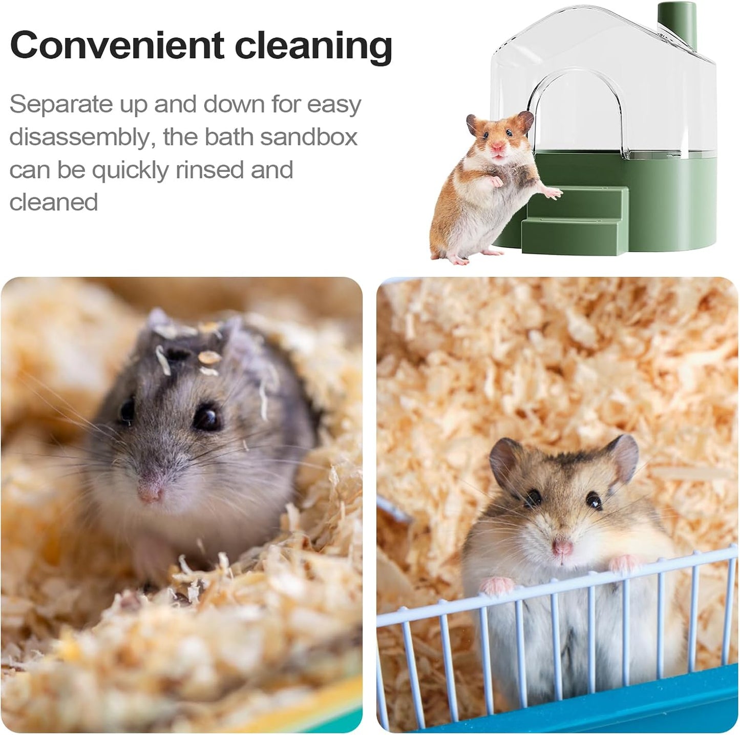 Hamster Sand Bath Container, Large Transparent Hamsters Bath Sandbox, Small Animal Houses and Habitats, For Cleaning, Playing, Exploring, Hiding, Sleeping, Lemming