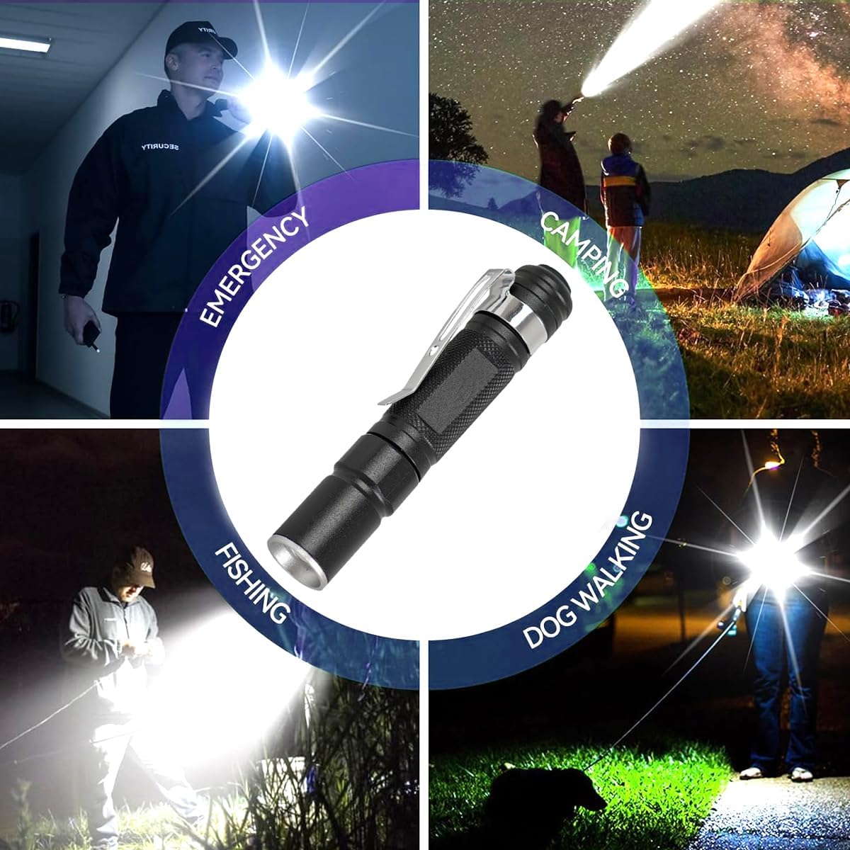 MODOAO Led Flashlights High Lumens, Multifunctional Telescopic Zoom Flash Light, Pocket Size Torch with High Light Mode, Mini Tactical Torch Light for Camping, Hiking, Fishing, Hunting