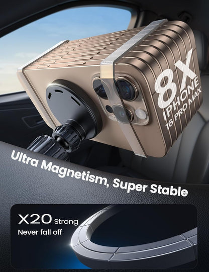 Lamicall 15W Wireless Car Mount Charger - [3-in-1 Upgraded Intelligent Chip] 360° Wireless Car Phone Holder Charger Vent Dashboard Magnetic Car Charger for iPhone 16 Pro Max Black
