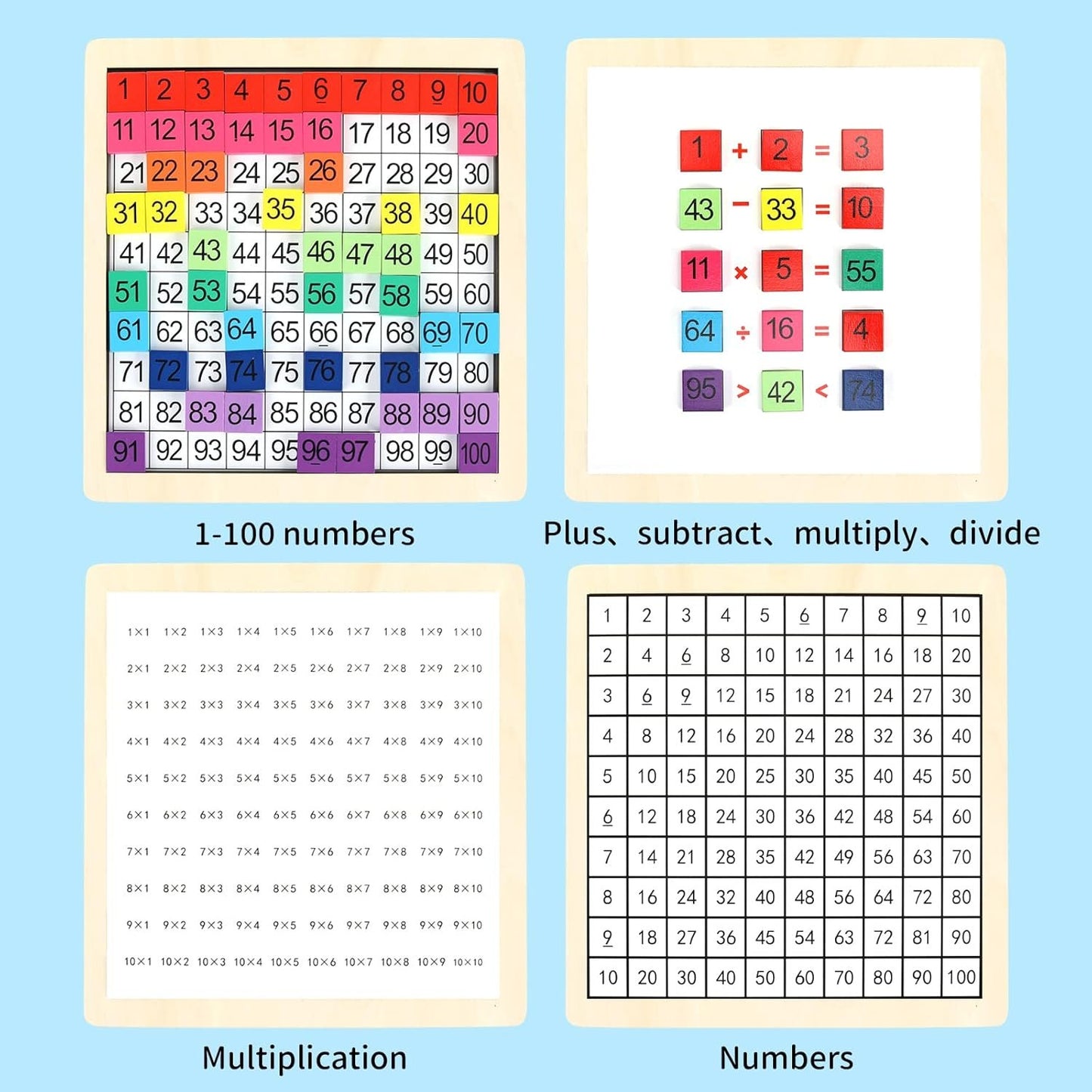 Wooden Montessori Math Counting Hundred Board Toys, 1-100 Consecutive Numbers Learning & Educational Game Toy for Kids Toddlers 3 Year Old with Storage Bag