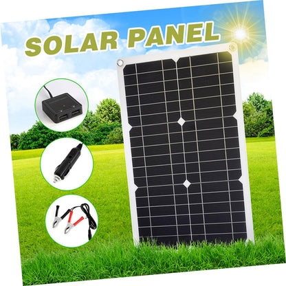 Alasum 1 Set Solar Power Charger Solar Charger Monocrystalline Solar Panel Camping Outdoor Chargers Black