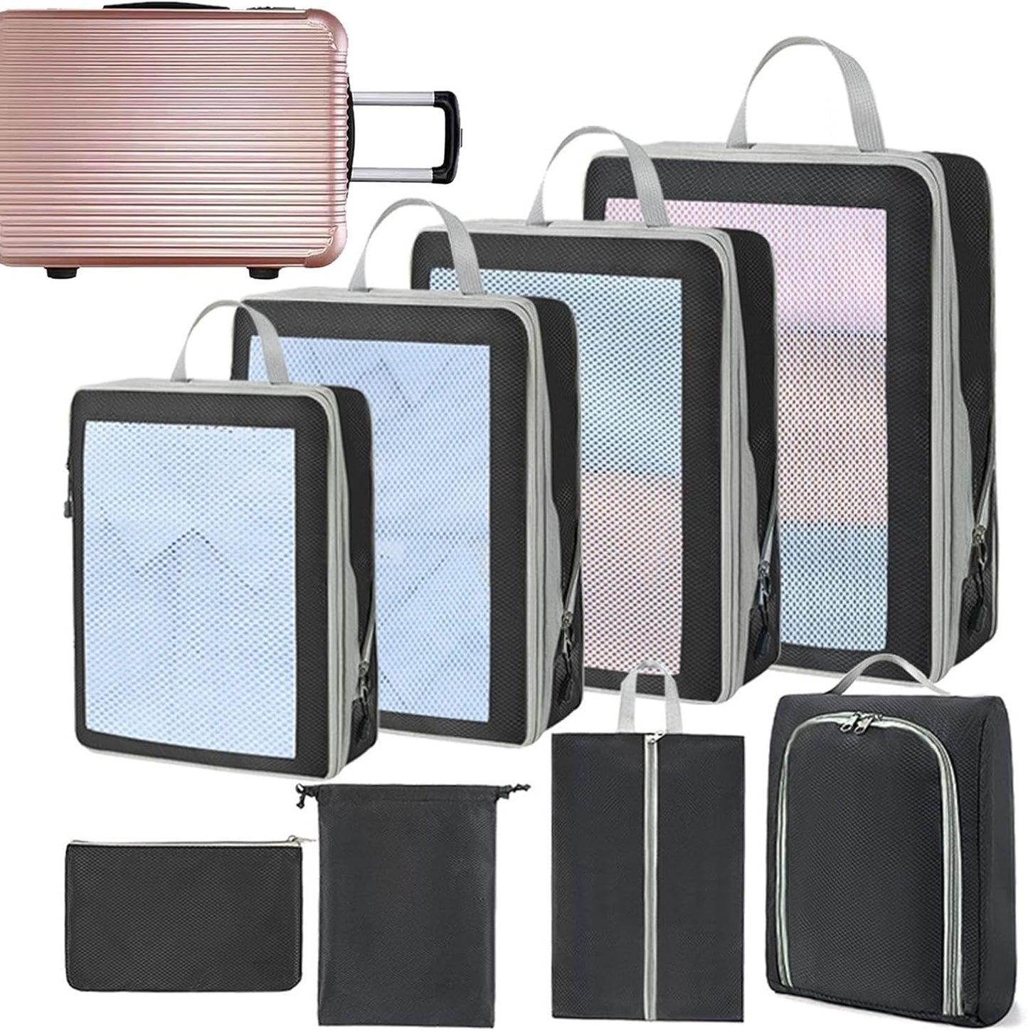 Packing Bags for Suitcase | Set of 8 Waterproof Storage Packing Suitcase Bags,Moving House Organization Clothing Containers for Attic, Closets
