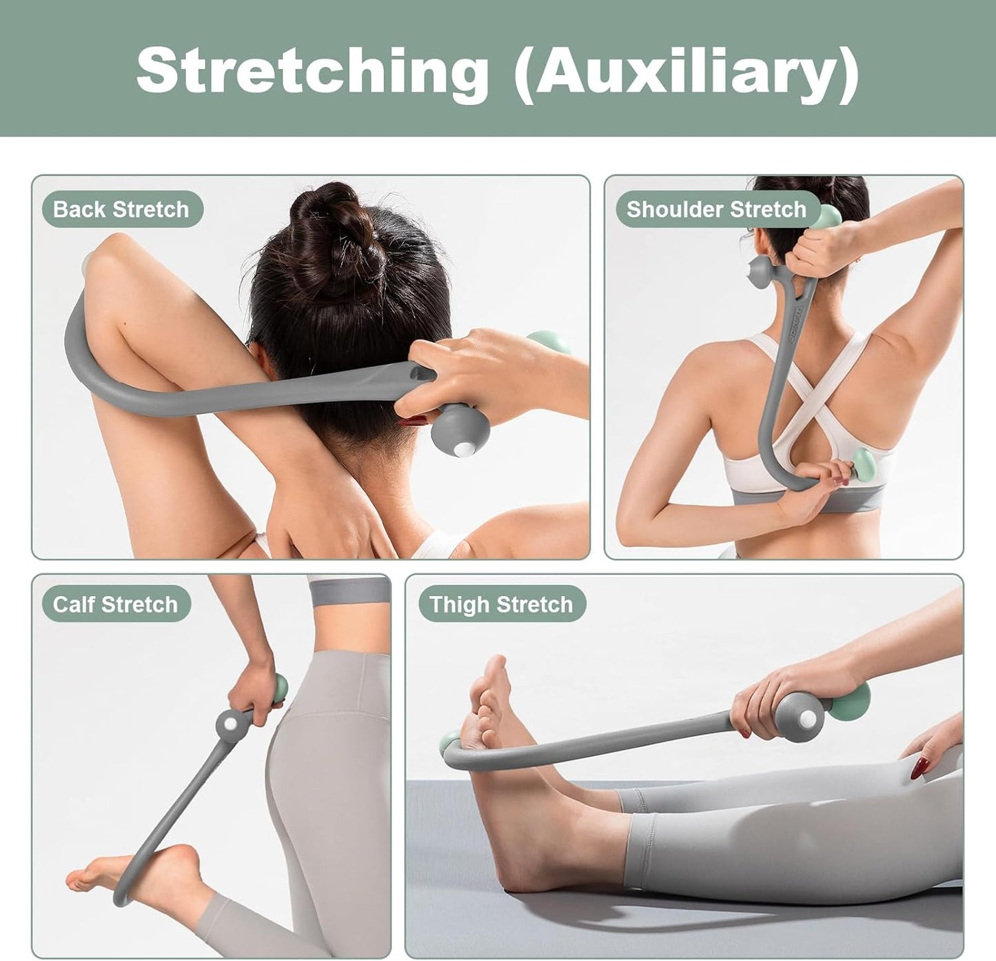 Massage Cane for Neck, Back & Shoulders – Handheld Deep Tissue Massager with Ergonomic Hook Design – Myofascial Release Tool for Trigger Points, Muscle Knots & Tension Relief – Portable Therapy Stick