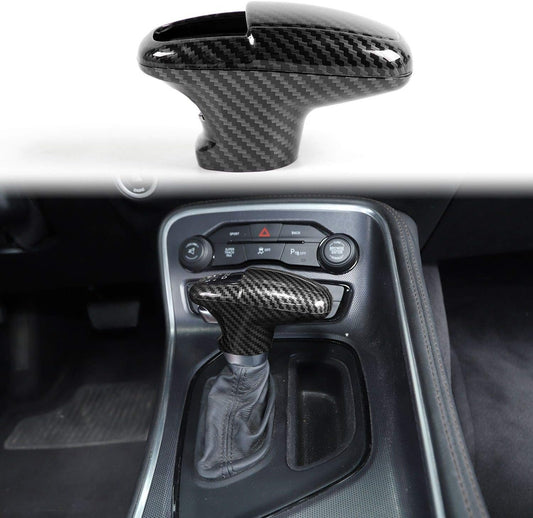 Voodonala for Challenger Charger ABS Carbon Fiber Gear Shift Shifter Knobs Cover Trim for 2015-2025+ Dodge Challenger Charger 2018-2025+ Durango Interior Accessories 3pcs