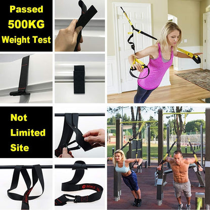 Suspension Trainer Fitness Straps Kit - Bodyweight Resistance Training Bands with Handles for Home Functional Gym Full-Body Exercise Equipment Outdoor Portable Travel Workout Set with Storage Bag