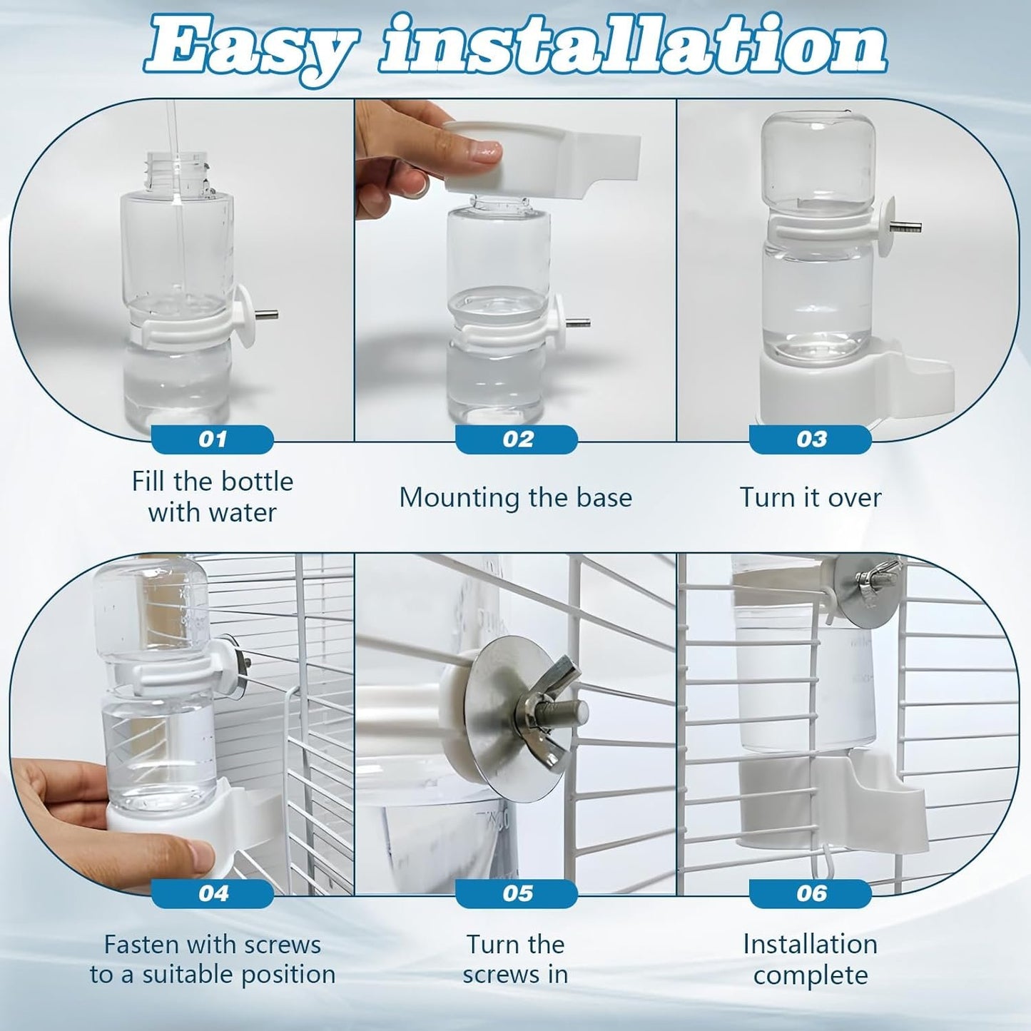 BELEFU Automatic Bird Water Dispenser, 4.7 Oz Plastic Suspended Bird Waterer, No Mess Parakeet Water Feeder for Cage Feeding Parrot Cockatiel Budgie (White, Green, Blue)
