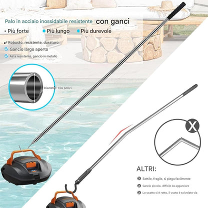 zwxqe Pool Robot Retrieval Hook, Robotic Cleaner Accessories, Telescopic Pool Pole, Pool Cleaning Essentials, Outdoor Grabbing Tool, Robotic Cleaner Tool, Sturdy Telescopic Hook