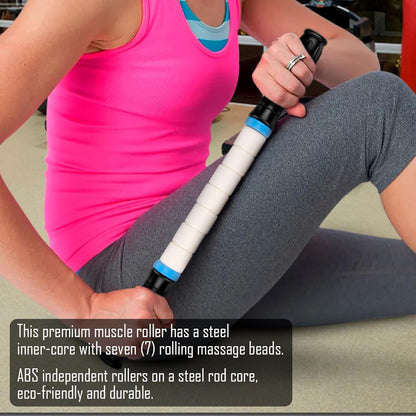iGreely Premium Muscle Roller The Ultimate Massage Roller Stick 17 Inches Recommended by Physical Therapists Promotes Recovery Fast Relief for Cramps Soreness Tight Muscles White(bendable)