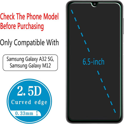 [2-Pack] HPTech Designed for Samsung Galaxy A32 5G Tempered Glass Screen Protector, 9H Hardness, Anti Scratch, Case Friendly, Bubble Free