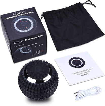 Uppye Vibrating Massage Ball for Physical Therapy and Workout Recovery, Ideal for Yoga, Deep Tissue Myofascial Release Tools - Back, Shoulder & Foot Muscle Massager (Black)