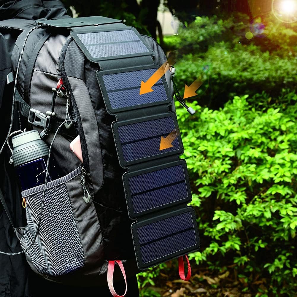 Topyond Solar Power Bank 25000mAh Foldable Solar Panel Charger, USB Portable Battery Pack with Solar Charging for Camping Hiking Travel