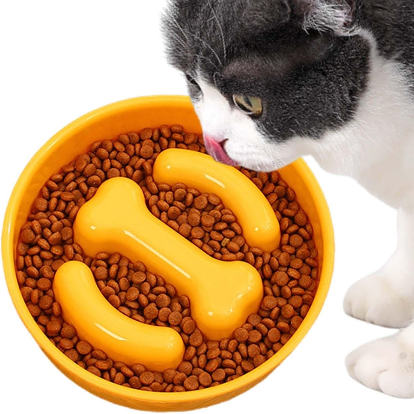 Vbnuyhim Ciotola lenta per gatti, irrigazione e alimentazione lenta, anti-soffocamento, per animali domestici, base antiscivolo, per mangiare sano, per pollo a dadini, manzo a scatti