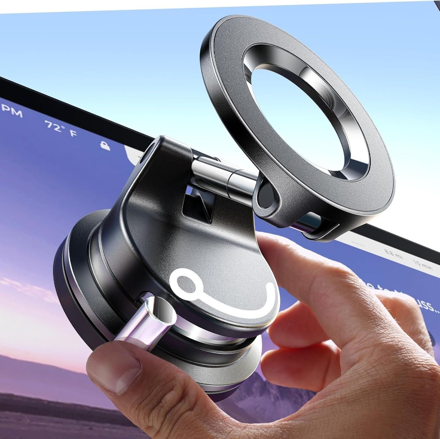 LISEN Retractable Car Phone Mount, 360 Adjustable for MagSafe Car Mount Magnetic Phone Holder, Vacuum Magnetic Phone Holder Suction Cup Phone Mount for iPhone 16 Pro Max 15 14 13 12 Plus Mini