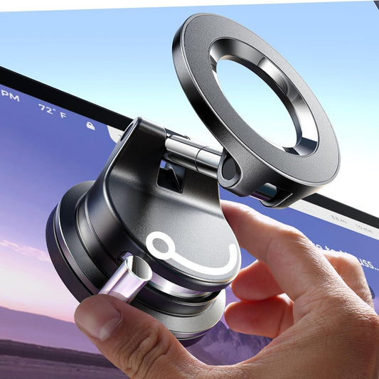 LISEN Retractable Car Phone Mount, 360 Adjustable for MagSafe Car Mount Magnetic Phone Holder, Vacuum Magnetic Phone Holder Suction Cup Phone Mount for iPhone 16 Pro Max 15 14 13 12 Plus Mini