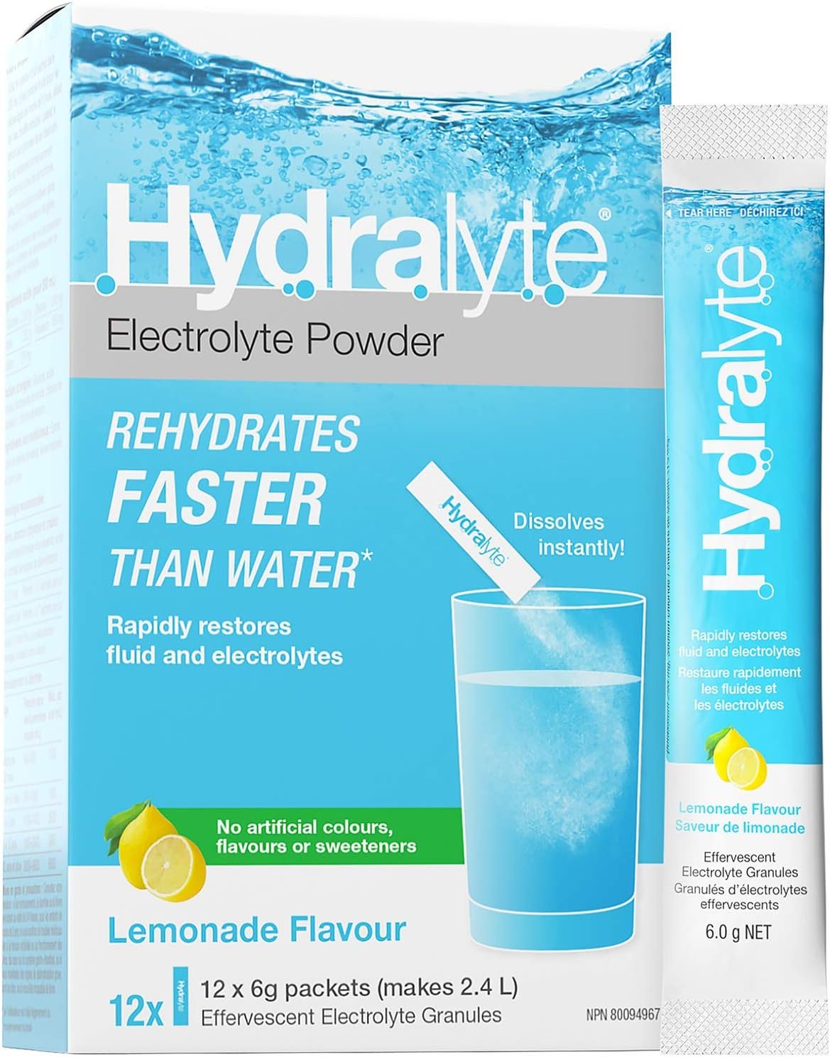 Hydralyte Effervescent Electrolytes Tablets - Orange 20 count + HydraLyte Electrolyte Powder, Lemonade Flavour (12 Servings)