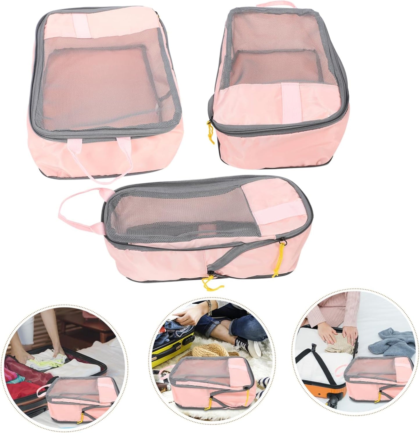 LIFKOME 3pcs Travel Packing Cubes Lightweight Compression Storage Bags for Clothes Shoes and Accessories Travel Organizers for Easy Identification and Organization Luggage