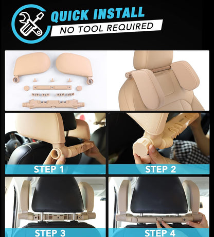 Car Seat Headrest Pillow,Head Neck Support Detachable,Premium seat held Pillow, 180 Degree Adjustable Both Sides Travel Sleeping Cushion for Kids Adults (Black)