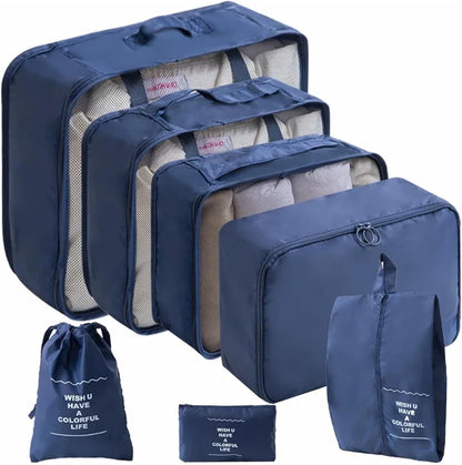 Janmobrian Organizer Valigia,Packing Cubes 10/7 PCS Set Travel Organizer Storage Bags Suitcase Packing Cubes Cases Portable Wardrobe Luggage Clothes Shoe Pouch Fold(10pcs Grey)