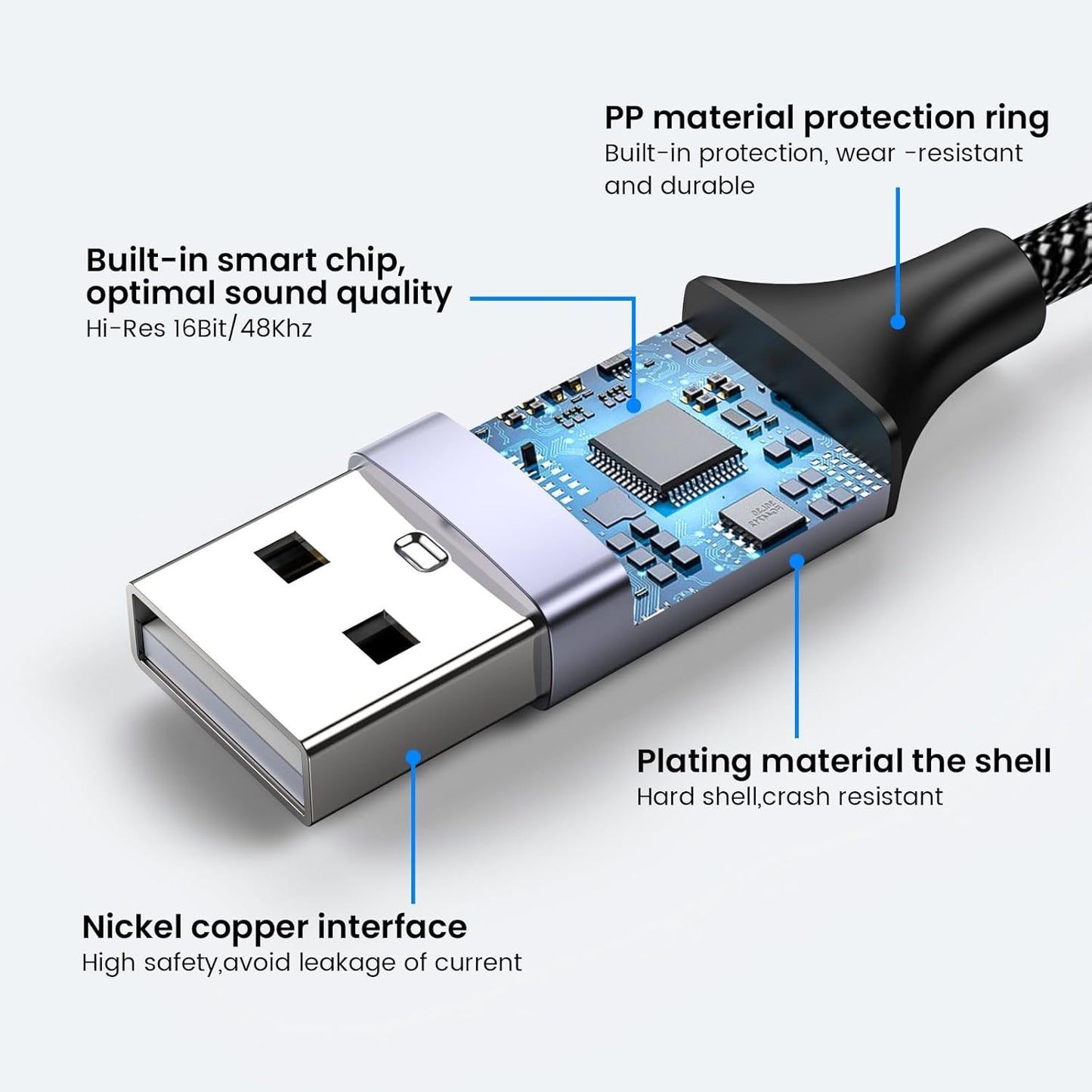 MOSWAG USB to Audio Jack Adapter 0.65Feet/20cm,External Sound Card Jack Audio Adapter with 3.5mm Aux Stereo Converter Compatible with Headset,PC,Laptop,Linux,Desktops,PS4 and More Device