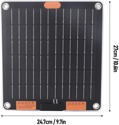 Solar Power Bank, 10W USB Solar Panel Phone Charger Dual Type C Ports 5V2A Output Monocrystalline Solar Panel Charger with Suction Cups for Phones, Power Banks, Tablets