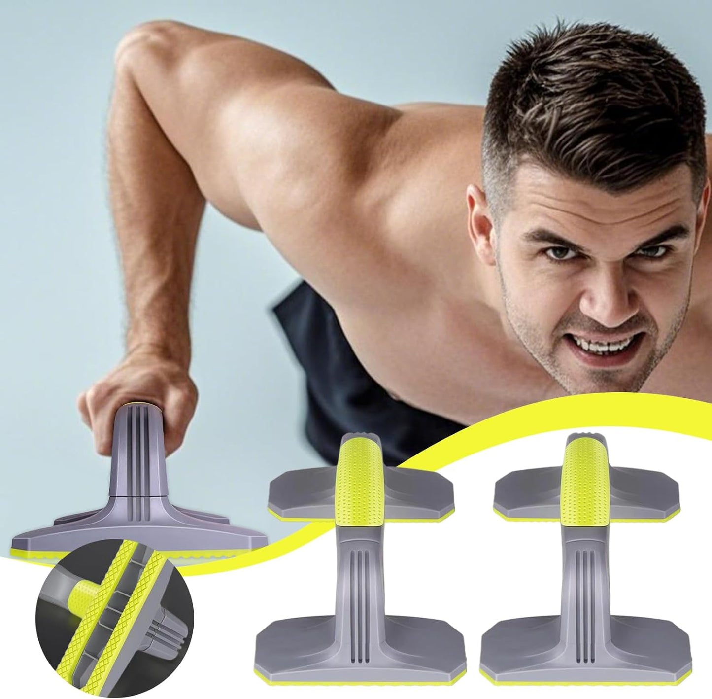 Push Up Handles, Pushup Grips, Upper Body Fitness Gear, Calisthenics Exerciser With Elbow and Wrist Protection, Push-Up Bar Set For Men, Floor Workout Equipment, 7.87 x 5.51 x 3.54 in