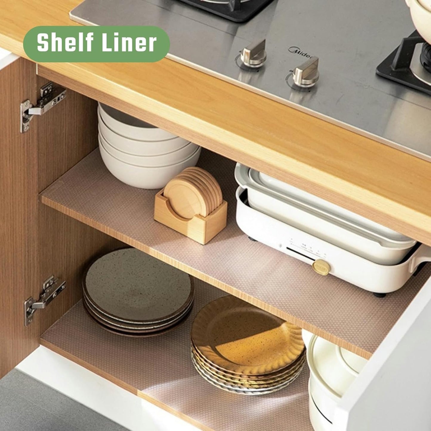 30x600cm Clear Drawer Liner Non-Slip Shelf Liners for Kitchen Cabinets, Pantry, Cupboard -Waterproof Easy Cut Eco-Friendly Self-Adhesive Clear Cabinet Liner