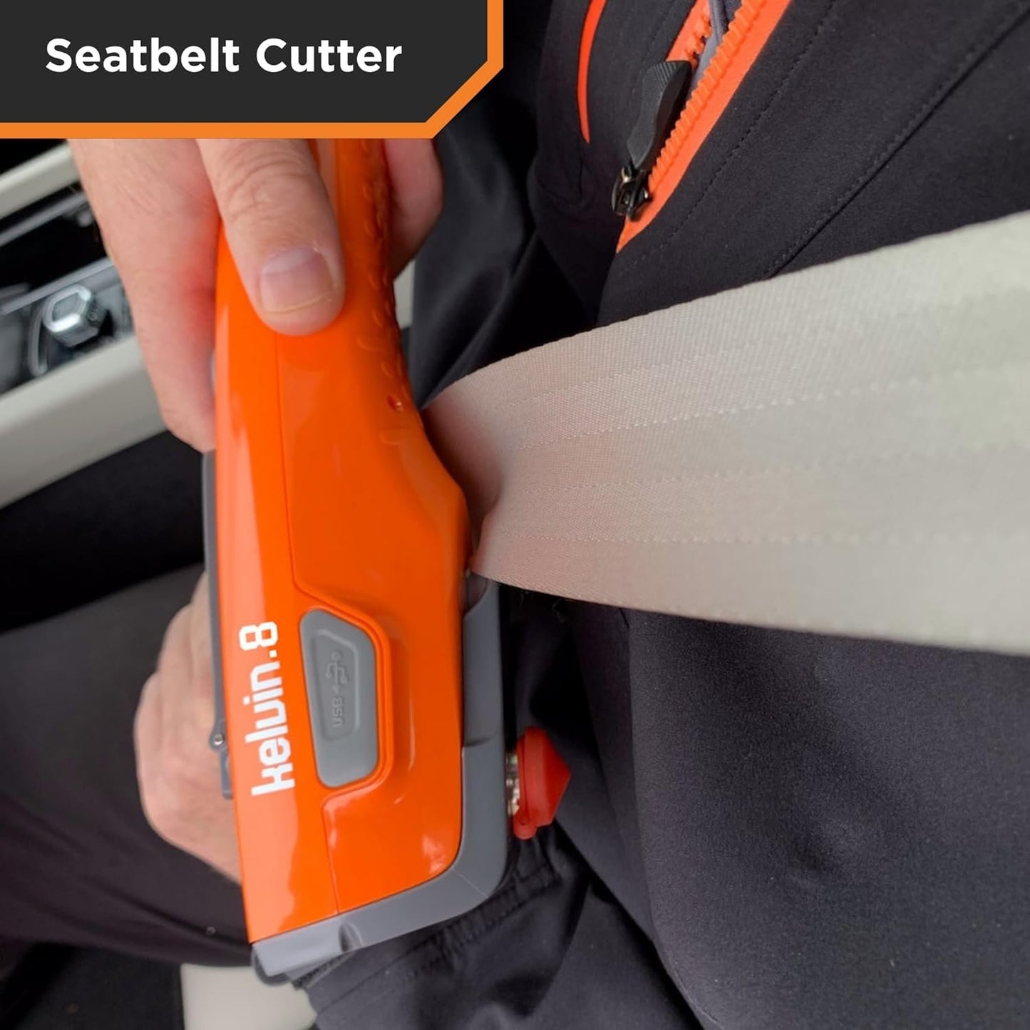 KELVIN 8 Automotive Emergency Tool 8: Power Generator with USB Powerbank, Razor Sharp Seat Belt Cutter, Car Flashlight Emergency Kit, Safety Window Hammer, & 100 db Emergency Siren - Camo