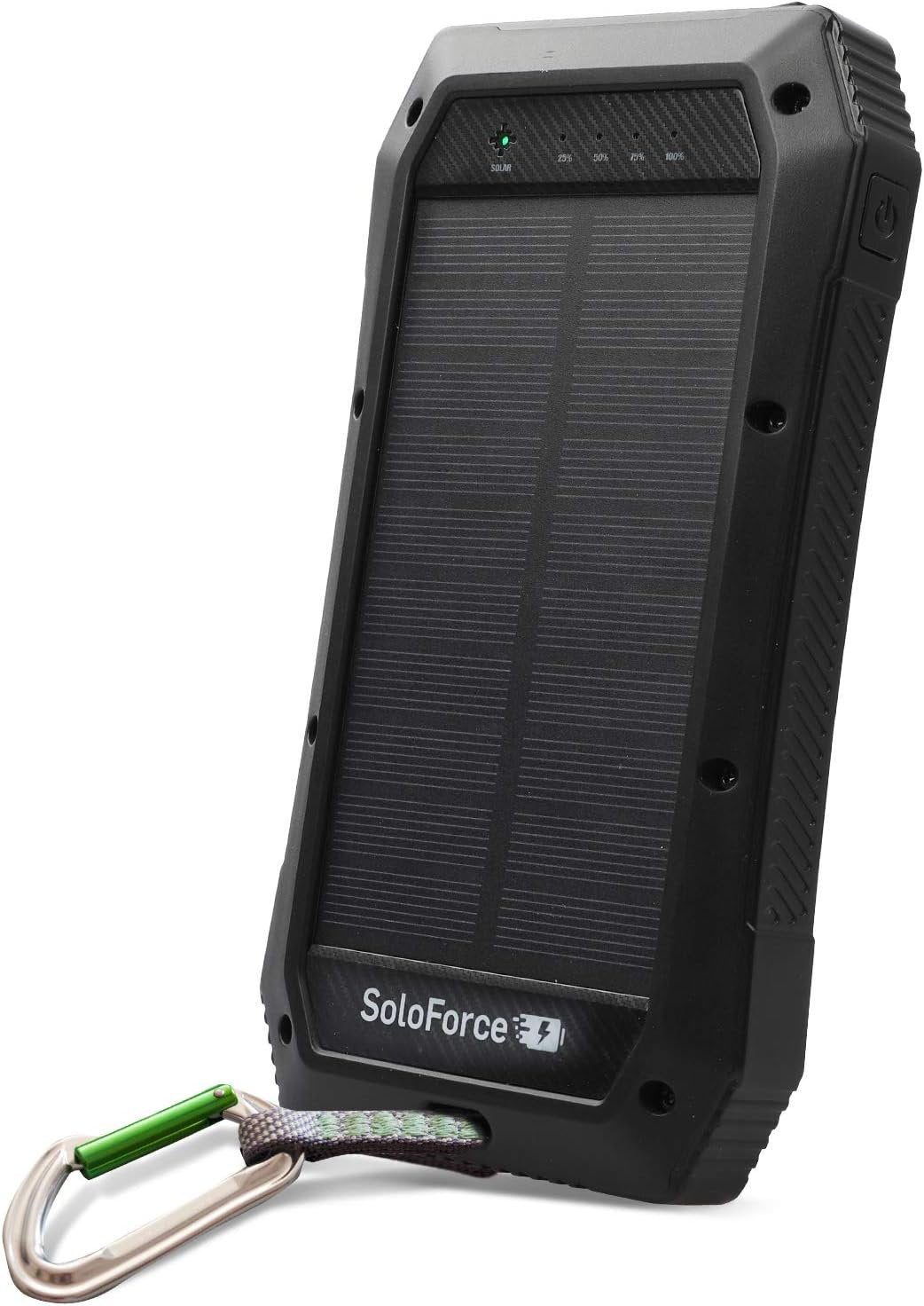 SoloForce Solar Power Bank - Solar Charger and Portable Battery with Portable Charger | QI Wireless Charger and Solar Charger for Cell Phone | 20000mAh Li-Po Solar Battery Charger