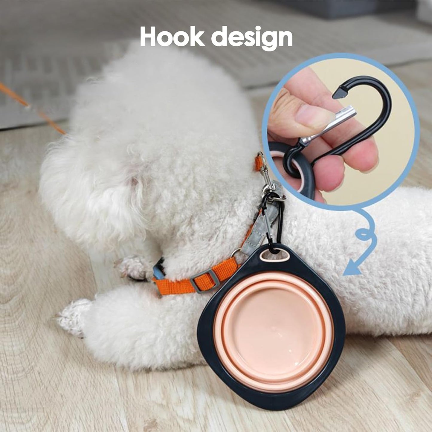 Foldable Dog Bowl - Silicone Dog Bowls | Portable Water Bowl Folding Dish | Water-Resistant Dog Pet Feeding Watering Dish with Carabiner Clip, Feeding Supplies for Outdoor Traveling Hiking Walking