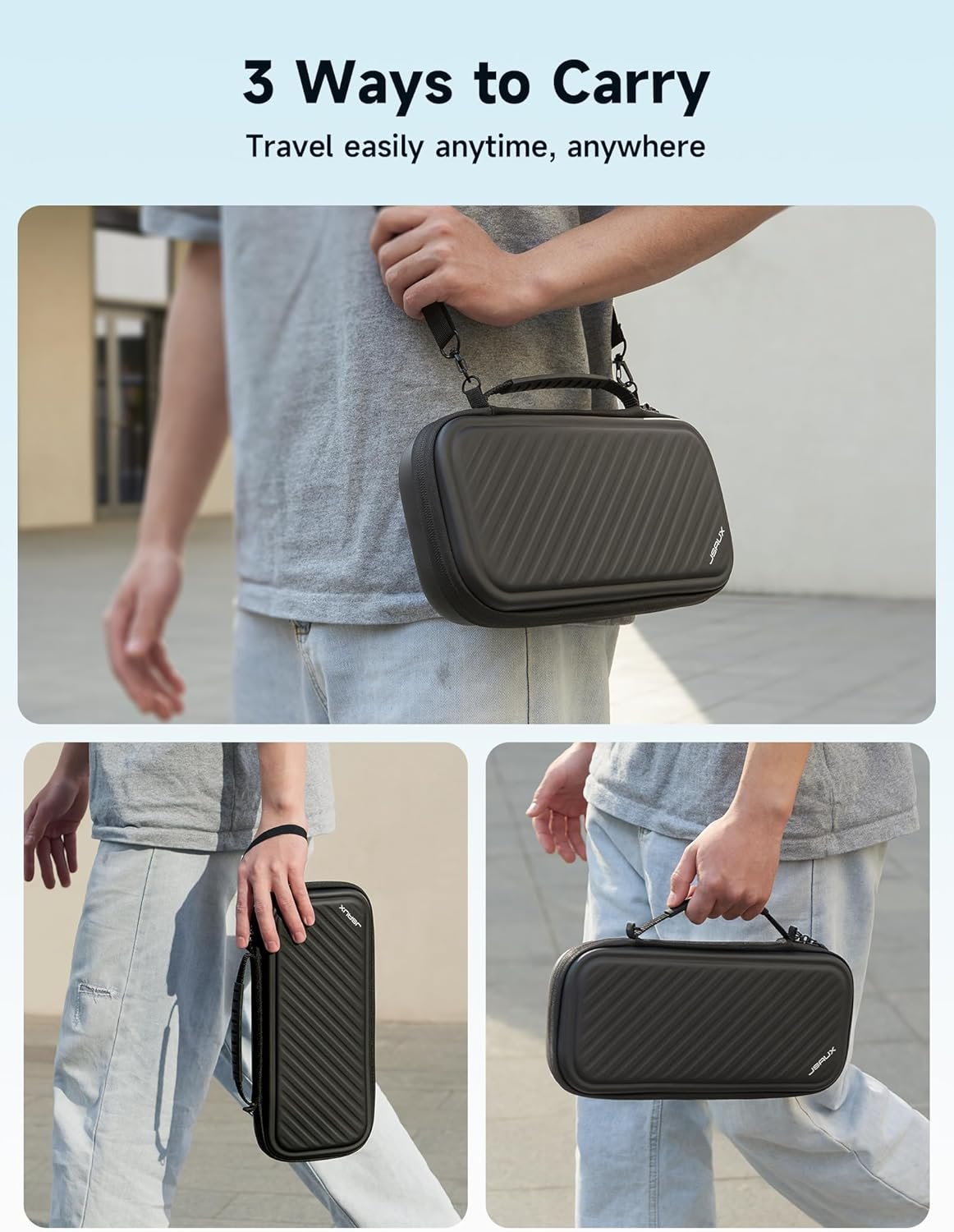 JSAUX Carrying Case Compatible with Nintendo Switch 2 (2025), Protective Hard Shell Case with 15 Game Card Slots, Portable Travel Bag for Switch 2 Console and Accessories, Black