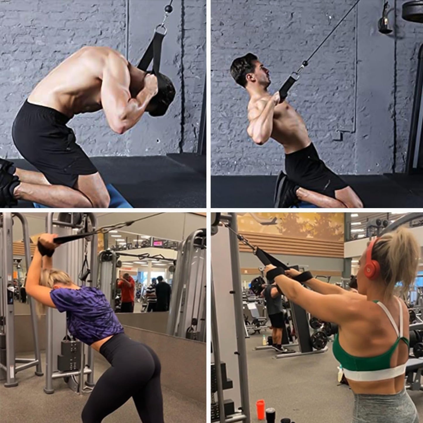 Favuit Tricep Rope Cable Attachment, Ergonomic Triceps Pull Down Rope Easy to Grip & Non Slip Triceps Extension Straps Pulley System LAT Pulldown Cable Machine Equipment for Fitness Workout Home Gym