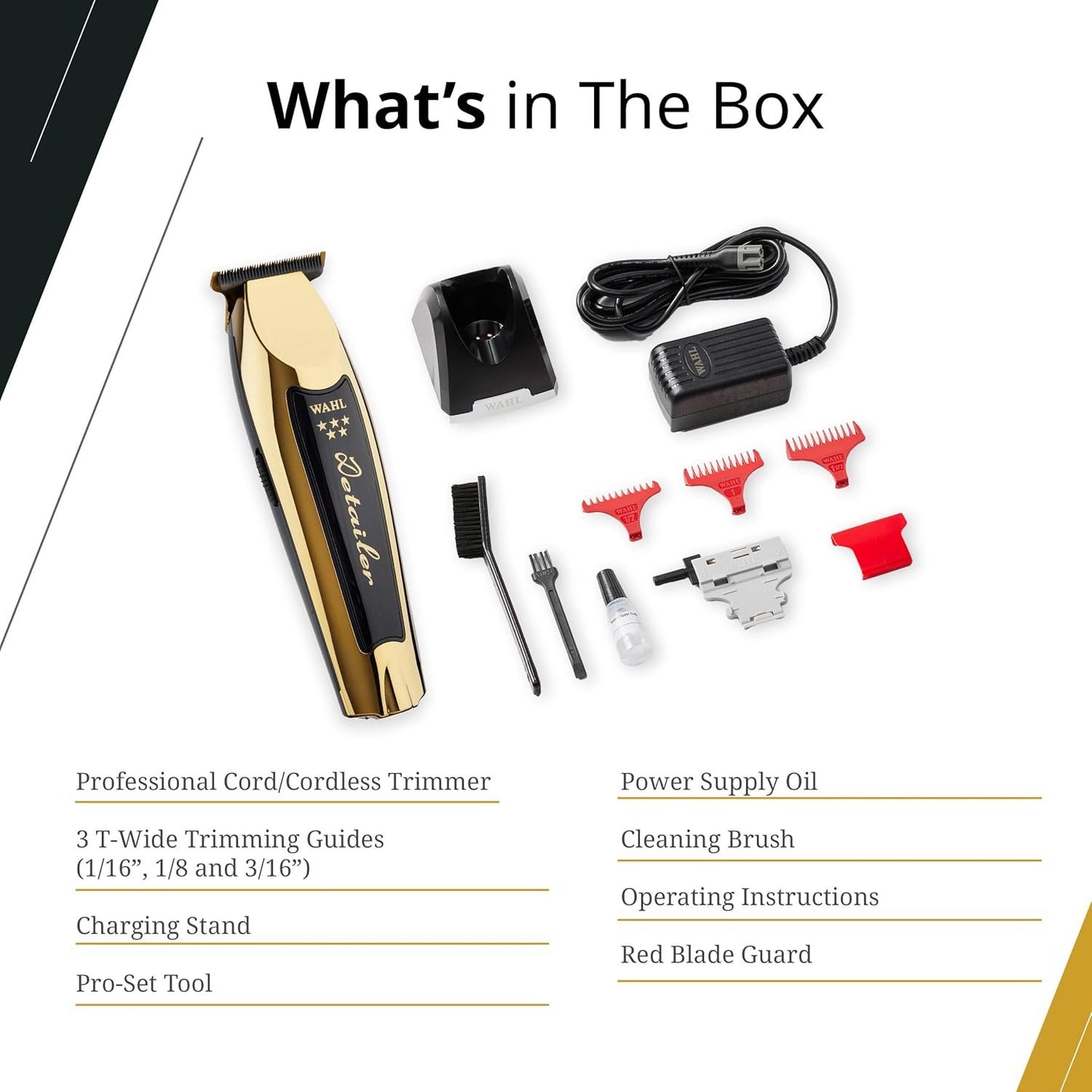 Wahl Professional 5 Star Gold Cordless Detailer High Precision Trimmer Lithium Ion Battery