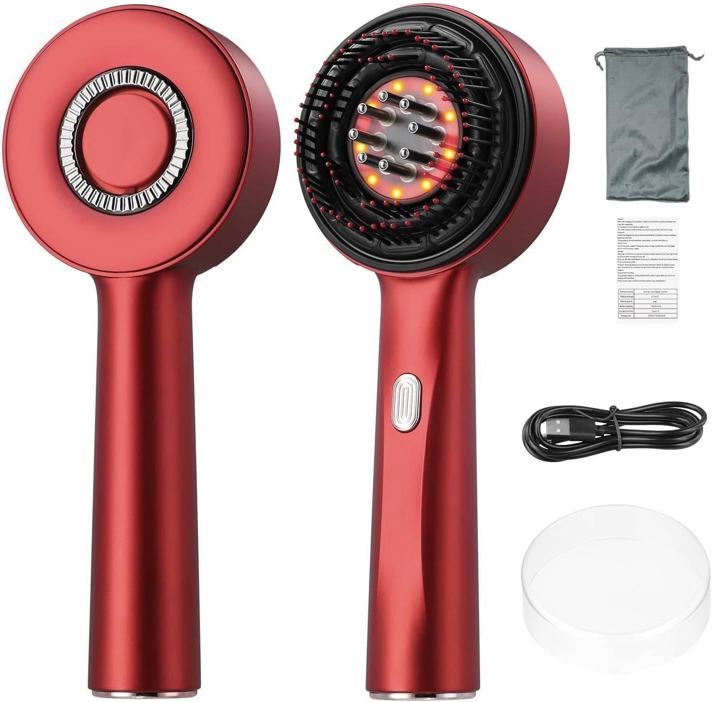 Electric Scalp Massager 3 in 1 Hair Applicator IPX6 Waterproof with 3 Massage Modes, Hair Applicator and Haa (Red Style)
