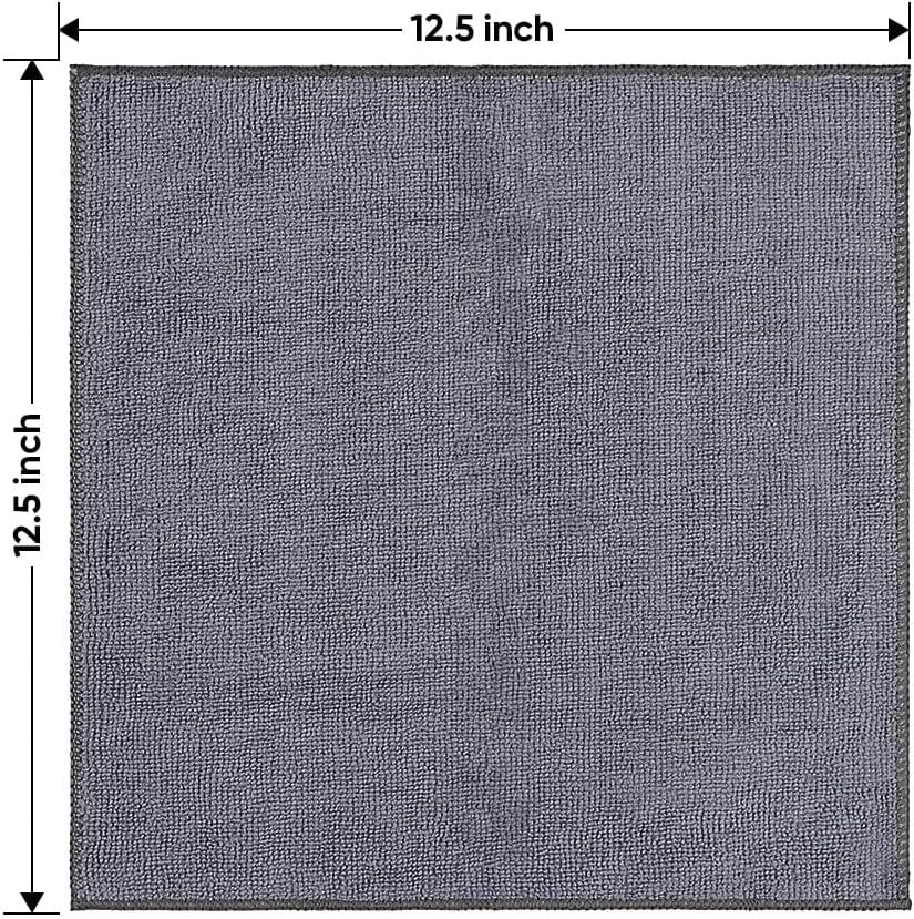 HOMEXCEL Microfiber Cleaning Cloth 12 Pack, 12.5 x 12.5 inch Microfiber Towels for Cars, Ultra Absorbent Car Washing Cloth, Lint Free Streak Free Cleaning Rags for Car, Kitchen, and Window (Grey)
