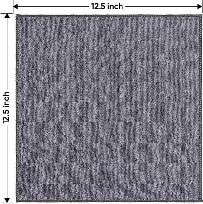 HOMEXCEL Microfiber Cleaning Cloth 12 Pack, 12.5 x 12.5 inch Microfiber Towels for Cars, Ultra Absorbent Car Washing Cloth, Lint Free Streak Free Cleaning Rags for Car, Kitchen, and Window (Grey)