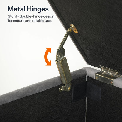 HOOBRO Storage Chest, 80 cm Velvet Upholstered Toy Chest, Sturdy Storage Bench, Storage Trunk with Safety Hinges and Pull Rings, Shoe Bench for Kids Room, Bedroom, Living Room, Gray GY208CW01