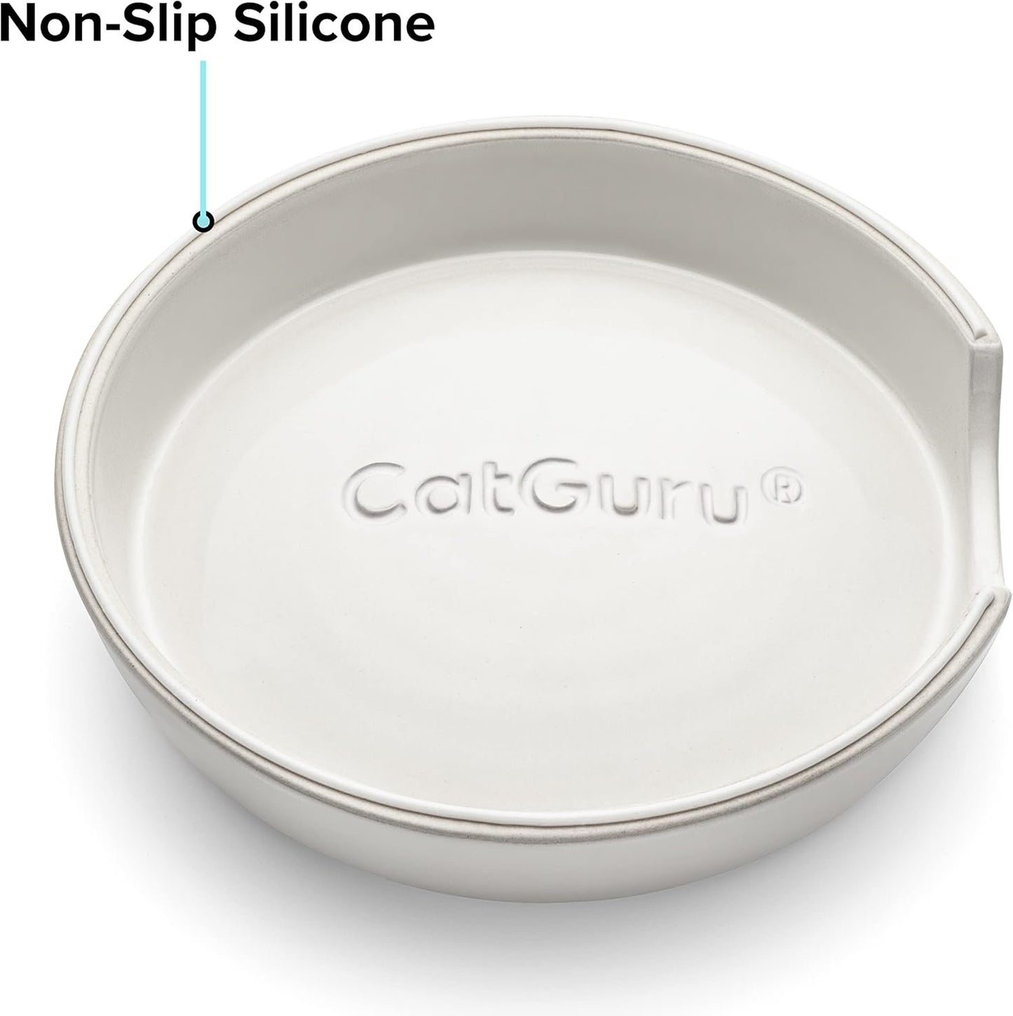 CatGuru Cat Bowls, Whisker Stress Free Cat Food Bowl, Reliefs Whisker Fatigue, Wide Cat Bowl, Non Slip Cat Food Bowls, Shallow Cat Dish, Cat Feeding & Watering Supplies (Ceramic, White)