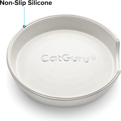 CatGuru Cat Bowls, Whisker Stress Free Cat Food Bowl, Reliefs Whisker Fatigue, Wide Cat Bowl, Non Slip Cat Food Bowls, Shallow Cat Dish, Cat Feeding & Watering Supplies (Ceramic, White)