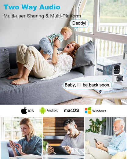 GENBOLT WiFi Security Camera Indoor, 360Â°Dual Lens Home Surveillance IP Camera CCTV with Humanoid Detection, Auto Cruise Nanny Pet Dog Cam, 2.4&5GHz Dual WiFi Baby Monitor with Audio Alarm